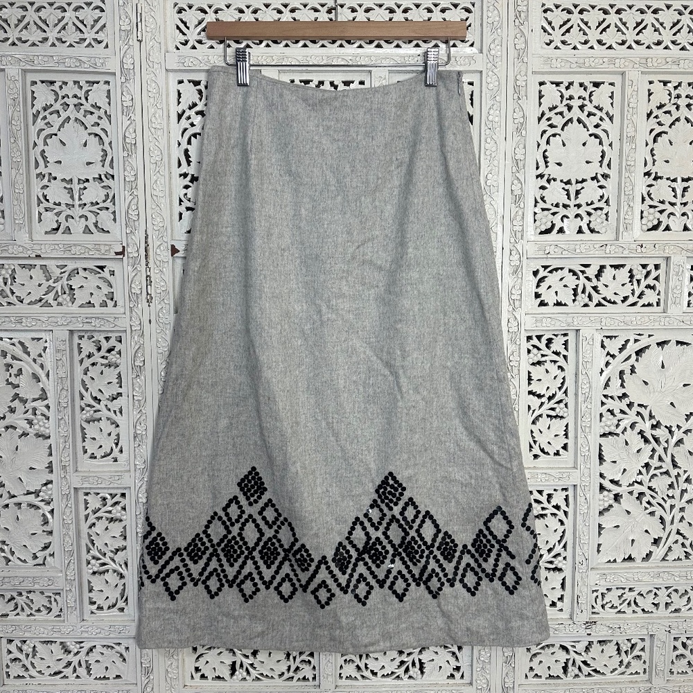 Ann Taylor Gray & Black Sequin Wool & Silk Blend Midi Skirt Sz 6‎